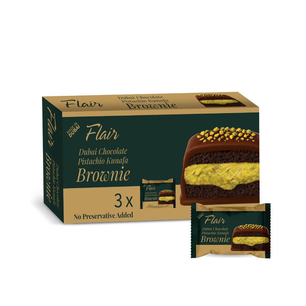 Flair Dubai Chocolate Pistachio Kunafa Brownie - 50gm (Box of 3)