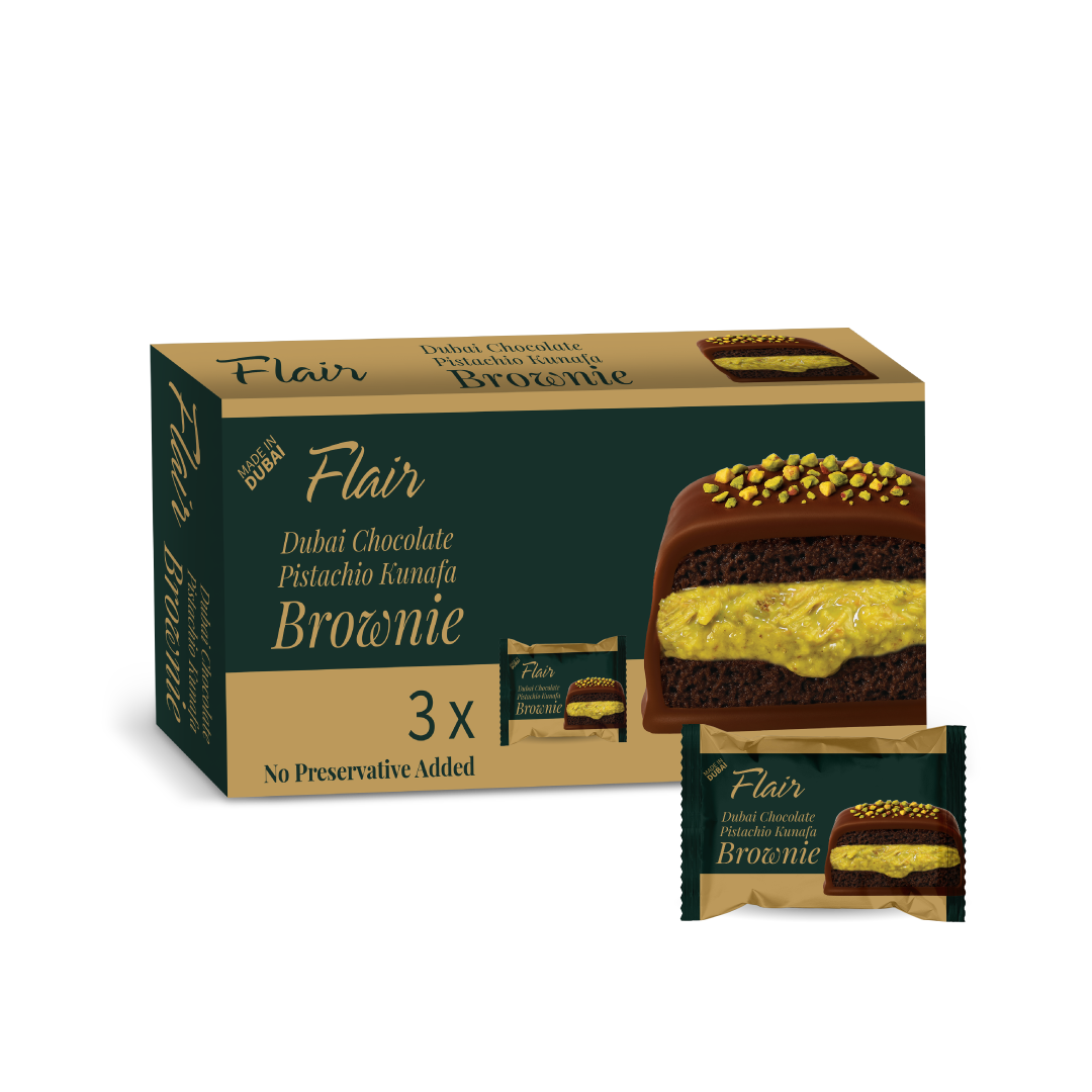 Flair Dubai Chocolate Pistachio Kunafa Brownie - 50gm (Box of 3)