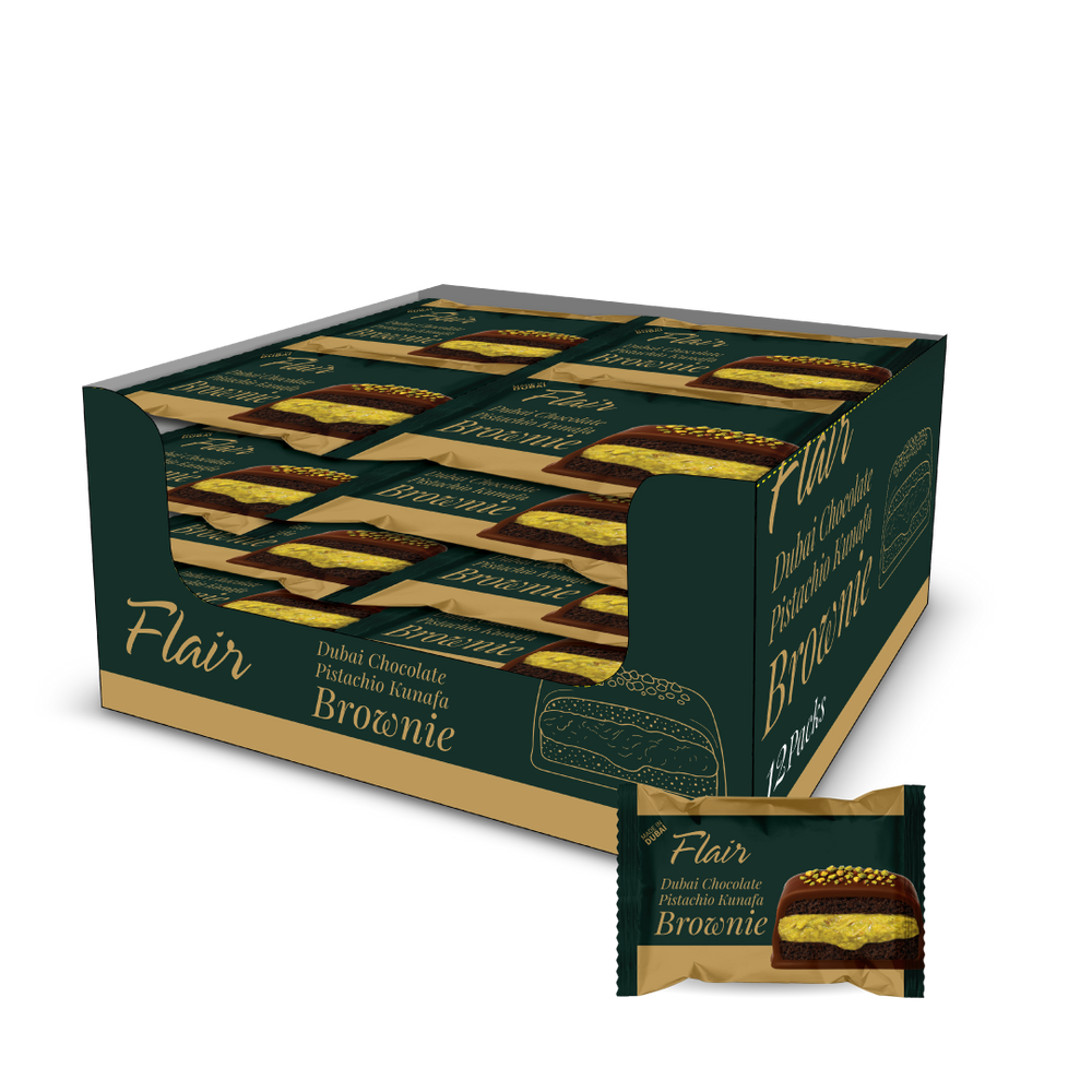 Flair Dubai Chocolate Pistachio Kunafa Brownie - 50gm (Box of 12)