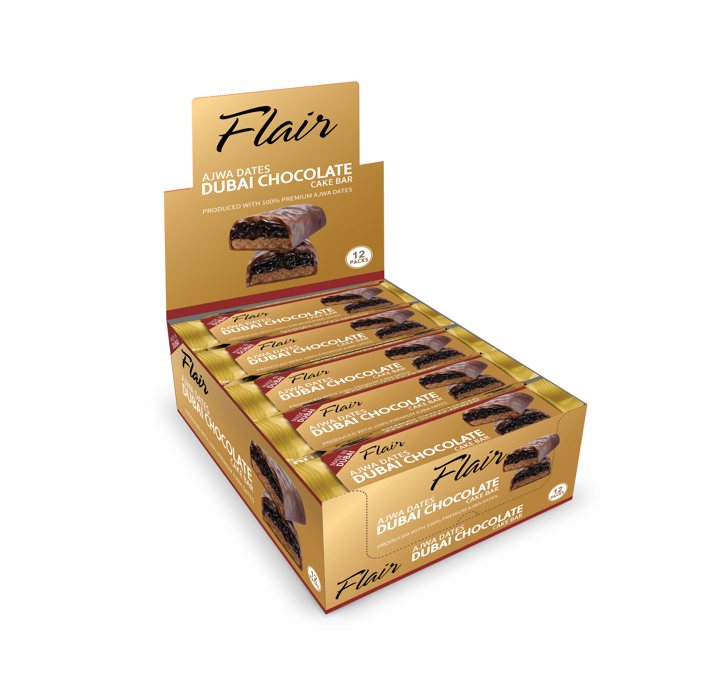 Flair Dubai Ajwa Dates Chocolate Cake Bar - 12pcs Box (660gm)