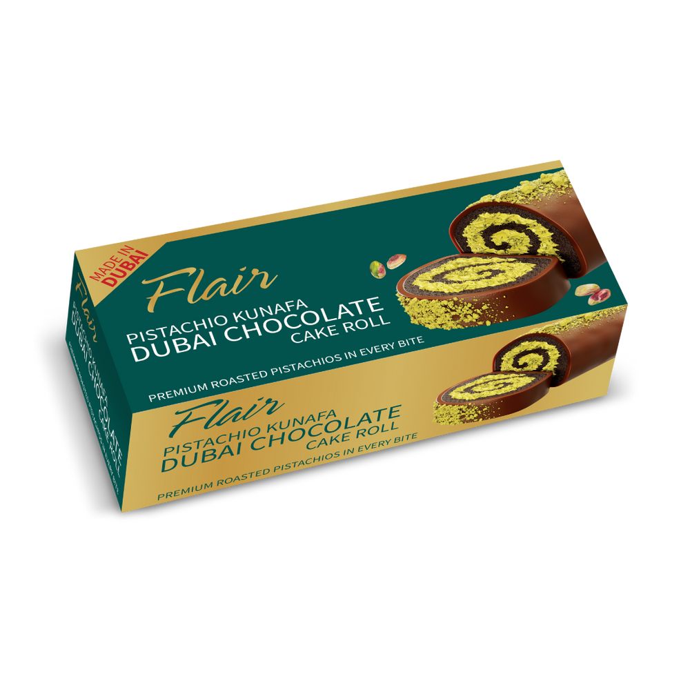 Flair Pistachio Kunafa Dubai Chocolate Cake Roll 12pcs - 1.98kg