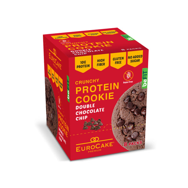 Eurocake Premium Double Chocolate Chip Crunchy Protein Cookies (8Pcs per box)