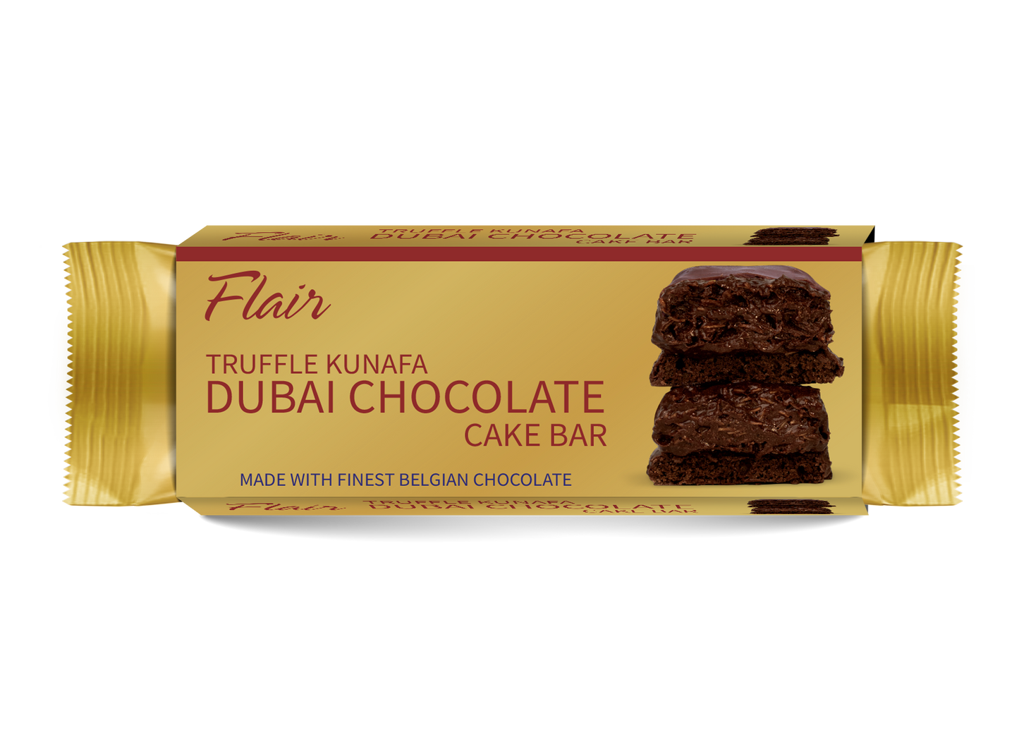 Flair Dubai Truffle Kunafa Chocolate Cake Bar - 3pcs Box (165gm)