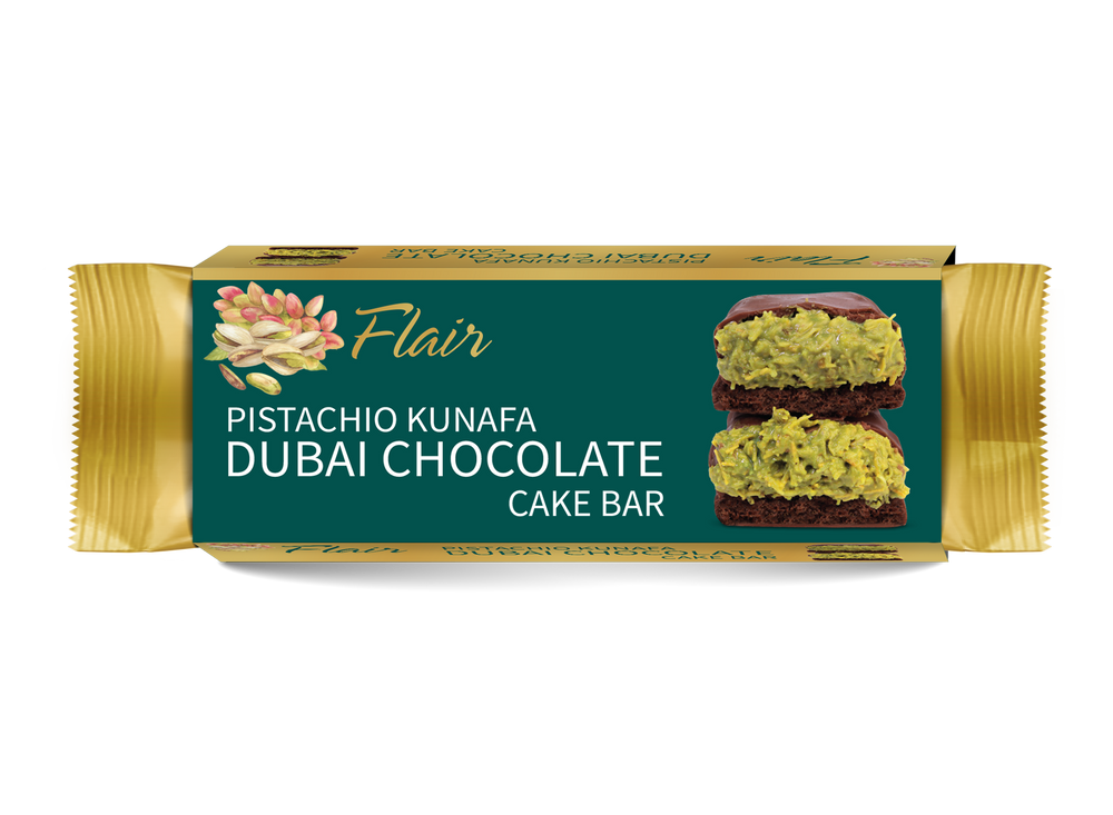 Flair Dubai Pistachio Kunafa Chocolate Cake Bar - 55gm