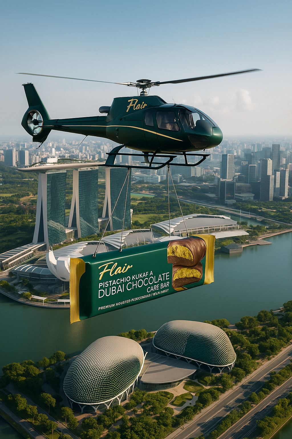 Flair Dubai Pistachio Kunafa Chocolate Cake Bar - 55gm