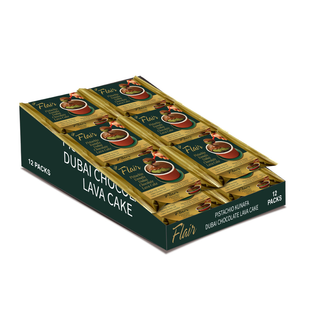Flair Dubai Pistachio Kunafa Chocolate Lava Cake - 12pcs Pack (720gm)