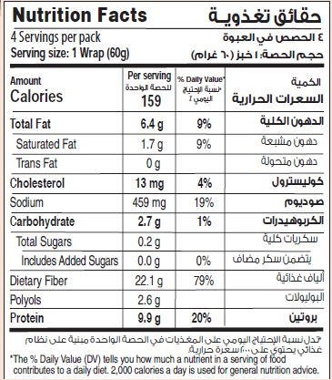 BeFit Brown Pita Wrap Lower Carb Keto