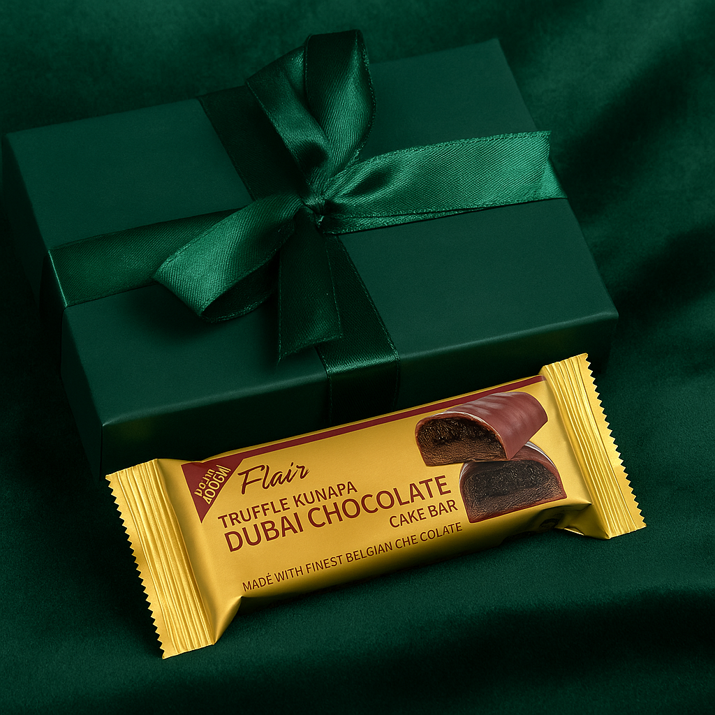 Flair Dubai Truffle Kunafa Chocolate Cake Bar - 3pcs Box (165gm)